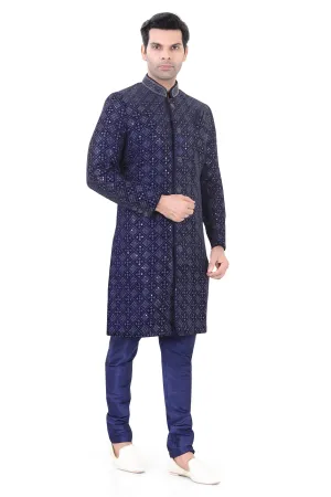Navy Blue Velvet Sherwani
