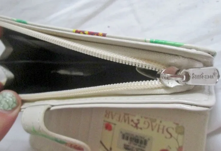 NEW SHAGWEAR SHAG WEAR PINEAPPLES Large Wallet Organizer Zip CREAM CREME
