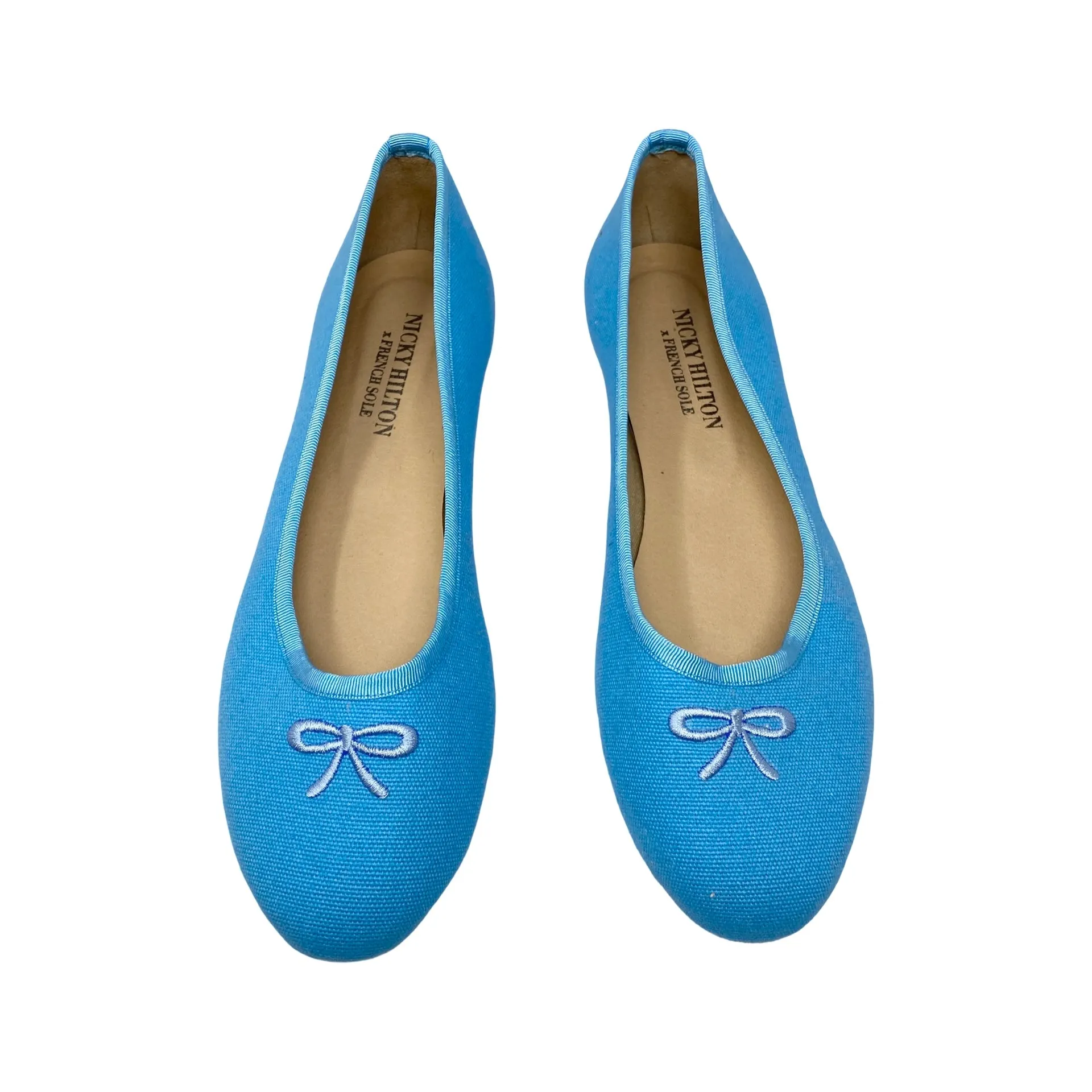 Nicky Hilton x French Sole Blue Bow Flats