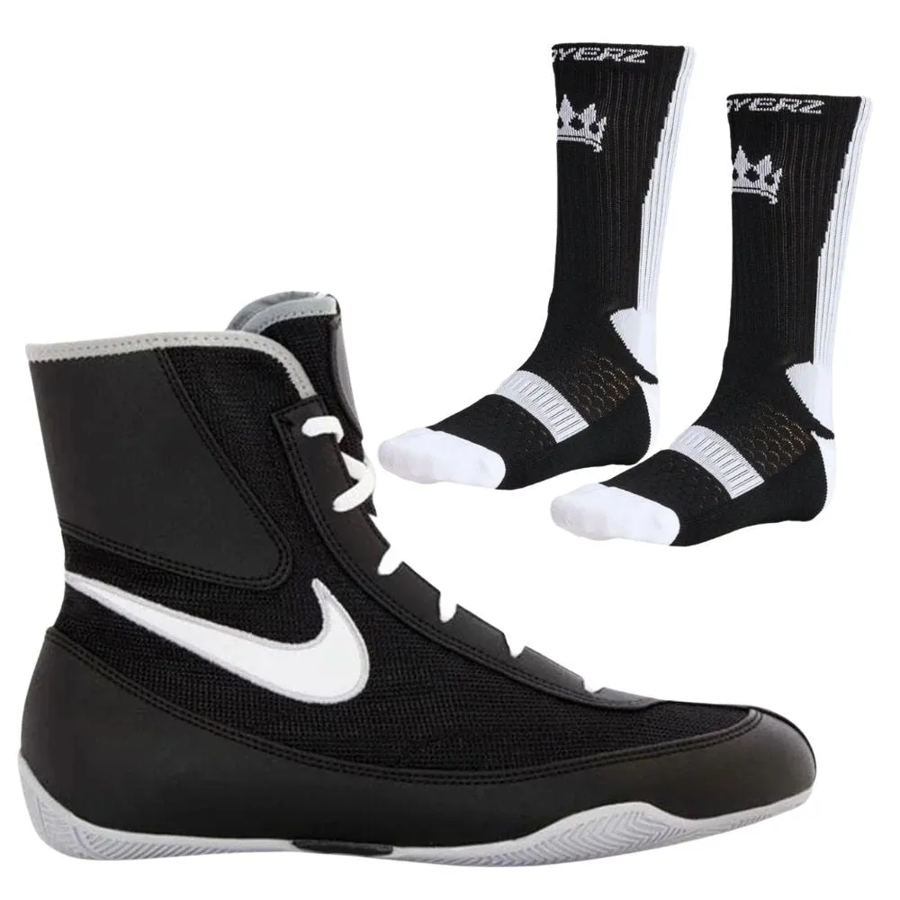 Nike Machomai 2 Boxing Boots - Black/White (Free Socks)