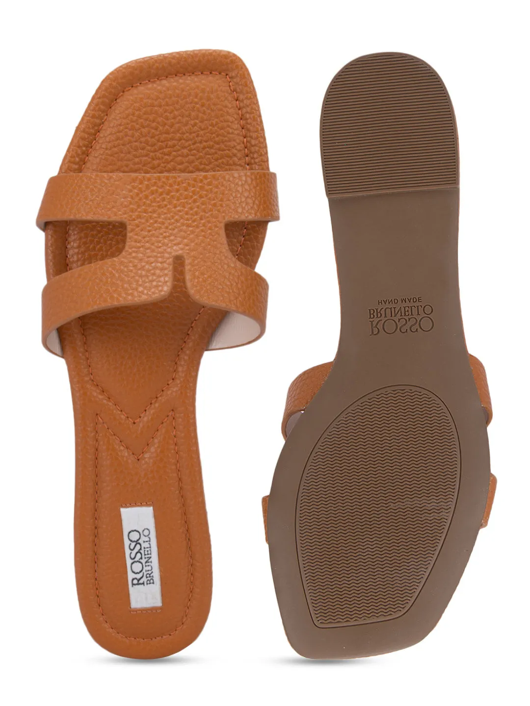 Orange Foux Leather Sliders