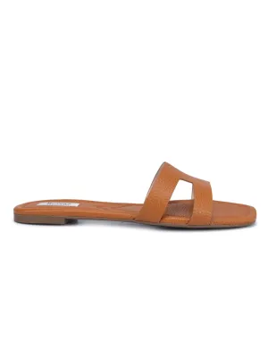 Orange Foux Leather Sliders