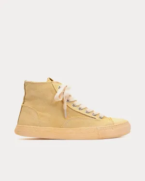 Past Sole Overdyed Canvas Beige High Top Sneakers