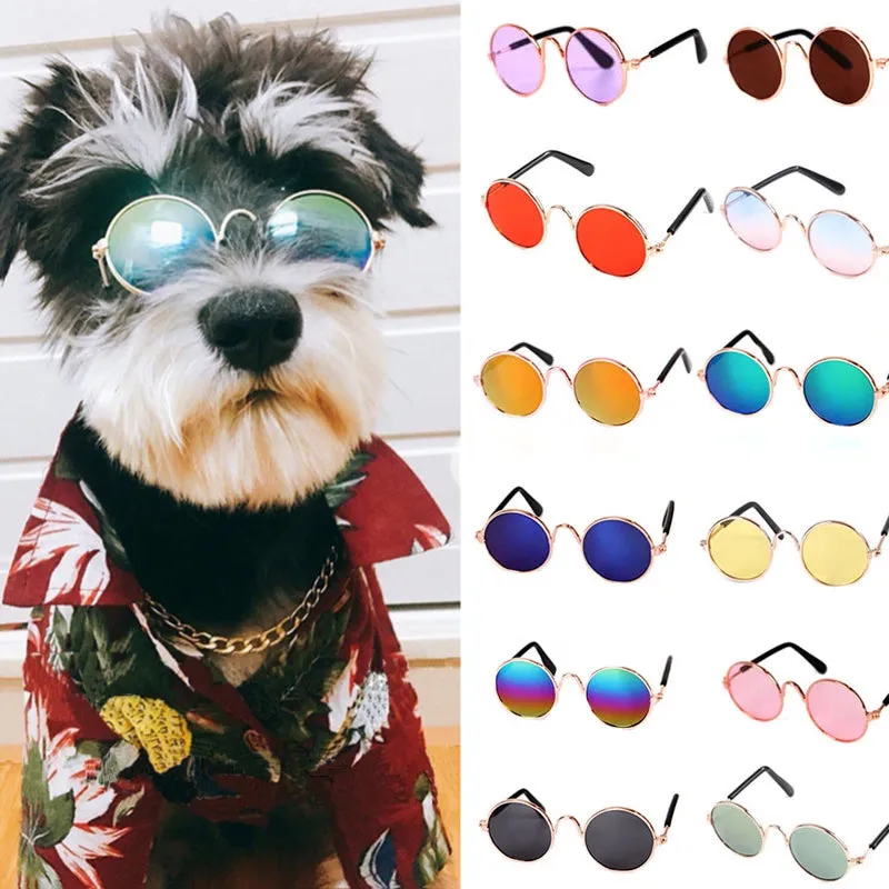 Pet Products Lovely Vintage Round Cat Sunglasses Reflection Eye Wear