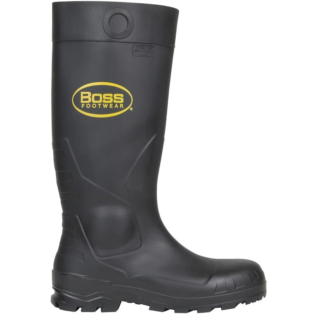 PIP Boss Footwear 383-820 PVC Full Safety Steel Toe and Midsole Boot, Black, 1 Pair