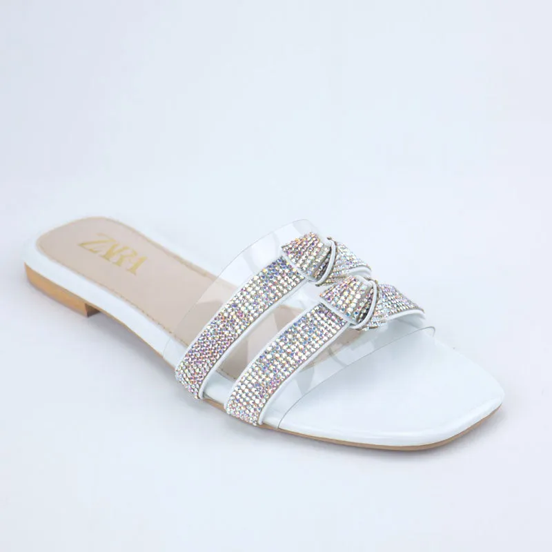 Rhinestone Strap Knot Sparkly Clear Flat Sandal  #9548 #22