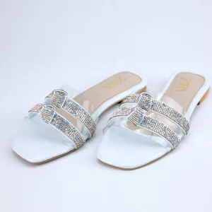 Rhinestone Strap Knot Sparkly Clear Flat Sandal  #9548 #22