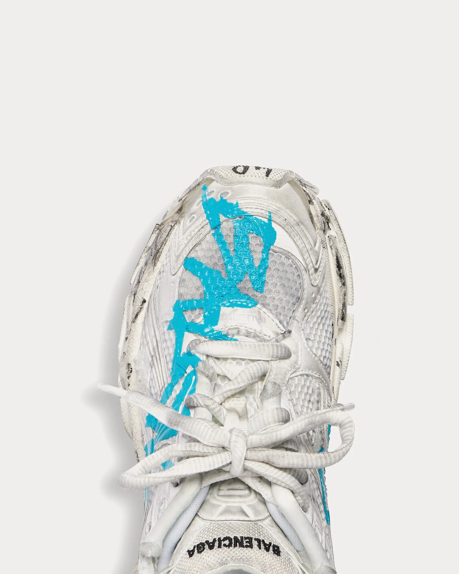 Runner Graffiti Mesh & Nylon White / Blue Low Top Sneakers