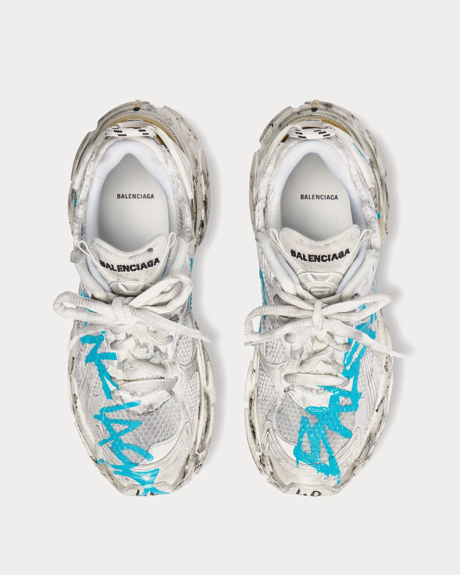 Runner Graffiti Mesh & Nylon White / Blue Low Top Sneakers