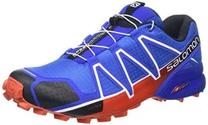 Salomon Men's Speedcross 4 Trail Running Shoe,Blue Yonder/Black/Lava Orange,US 1