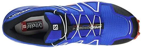 Salomon Men's Speedcross 4 Trail Running Shoe,Blue Yonder/Black/Lava Orange,US 1