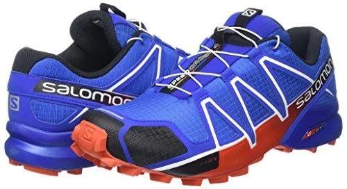 Salomon Men's Speedcross 4 Trail Running Shoe,Blue Yonder/Black/Lava Orange,US 1