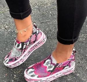 Snake Skin Print Ladies' Slip-On Shoes