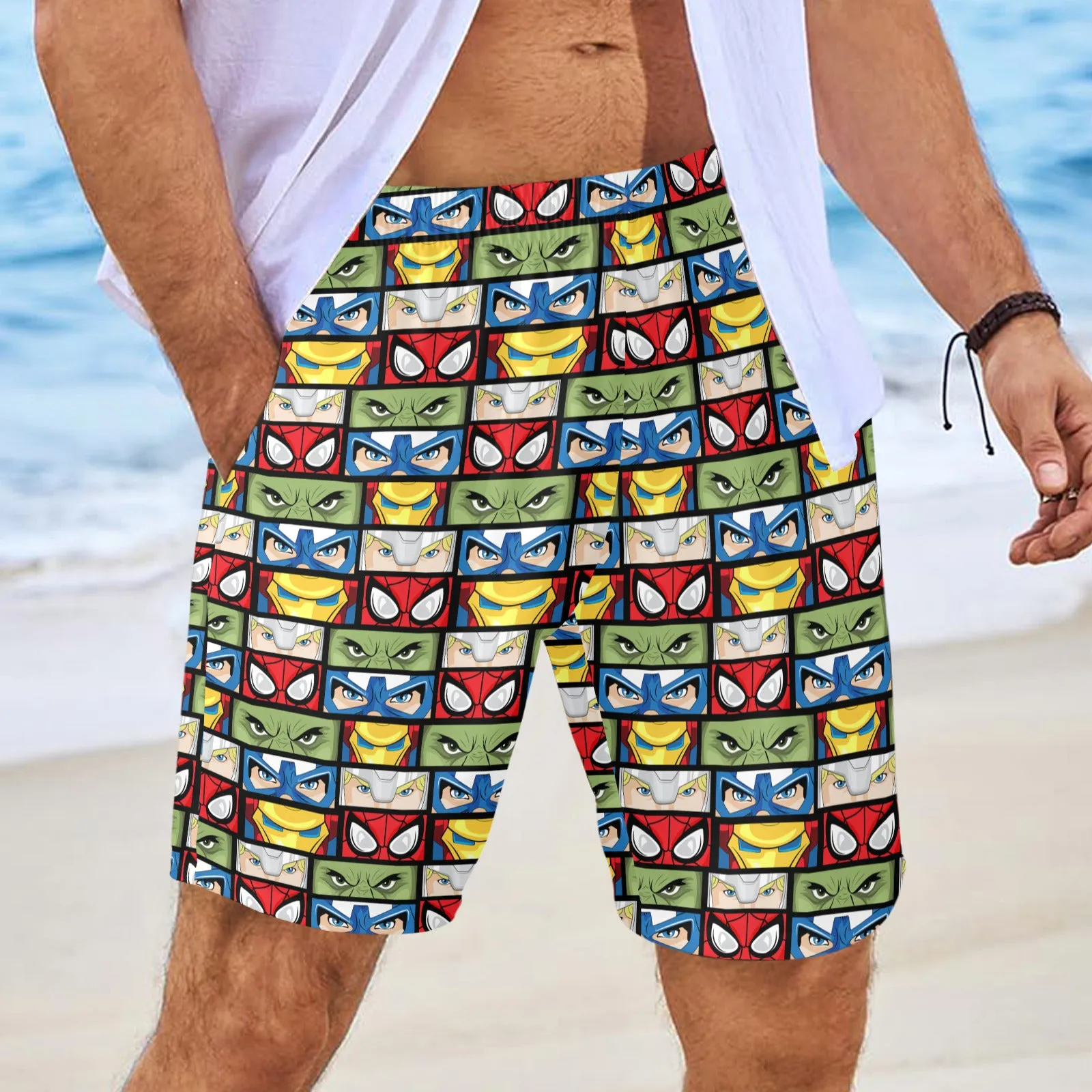Super Heroes Eyes Men's Swim Trunks Swimsuit