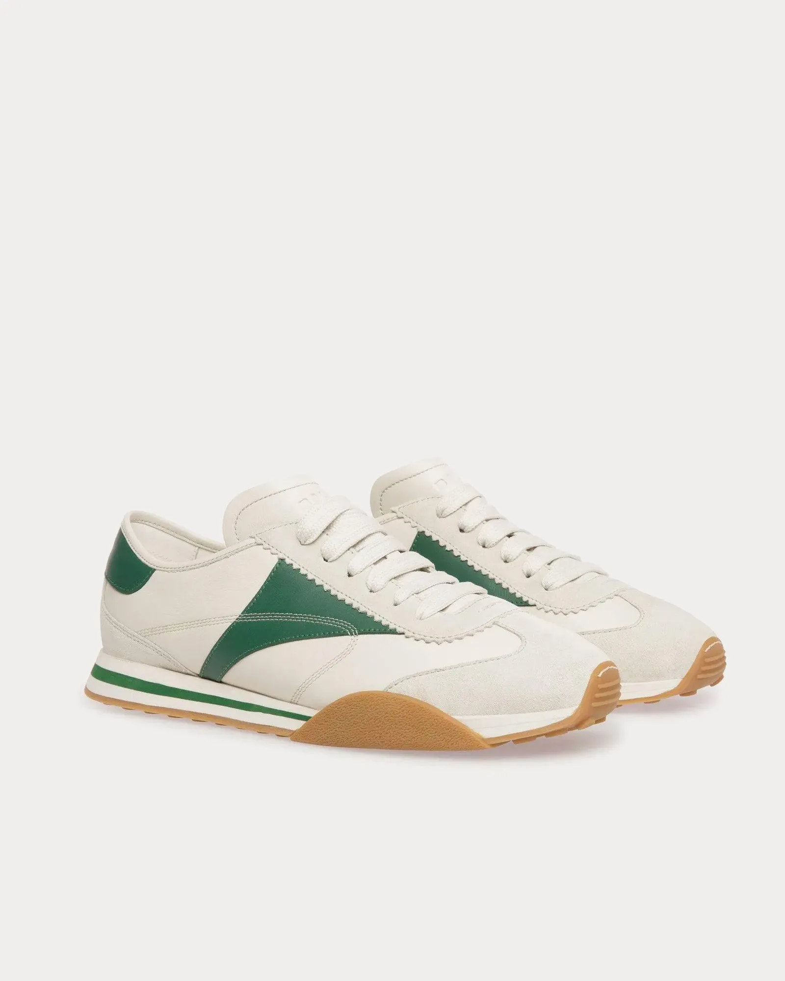 Sussex Leather & Fabric White / Green Low Top Sneakers