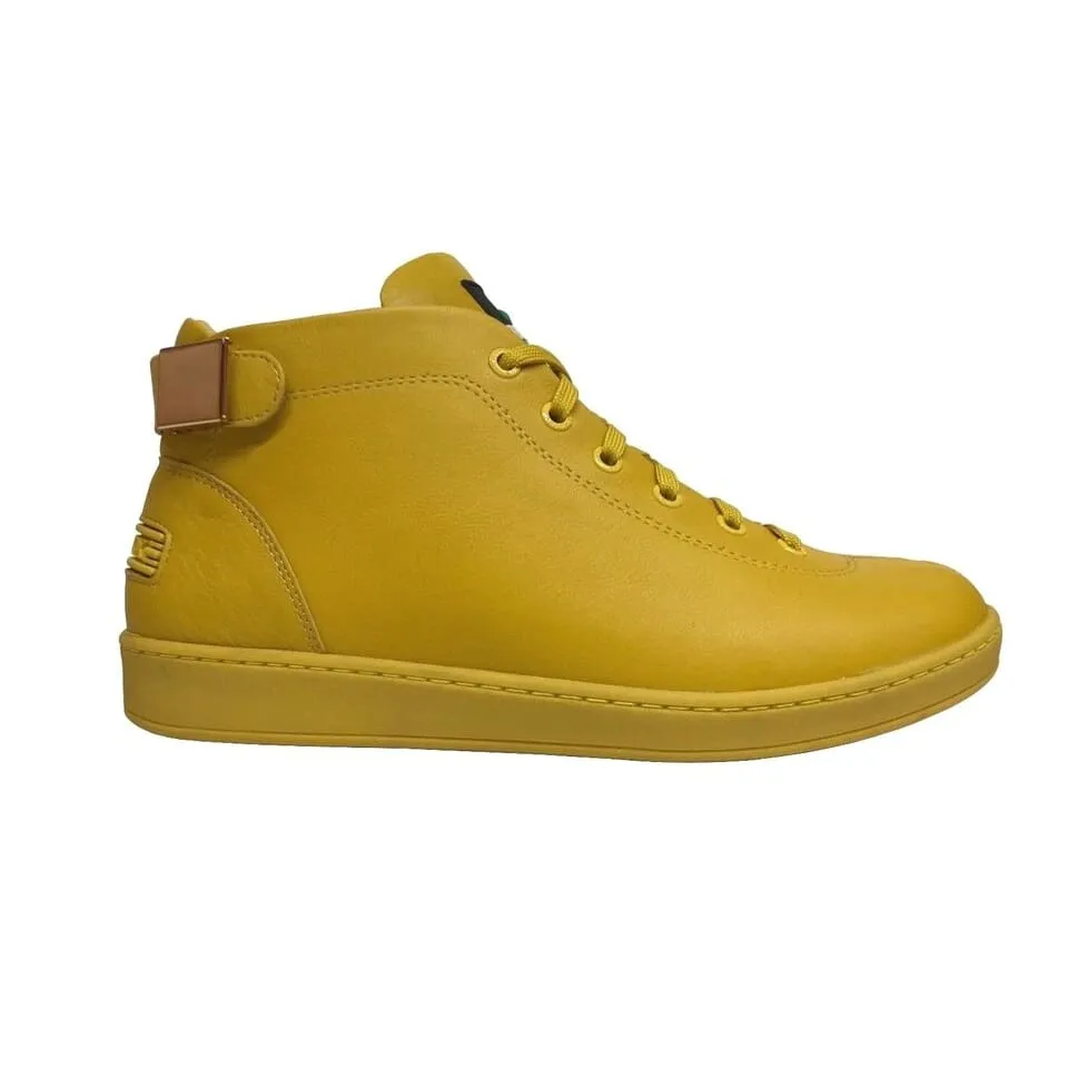 Travel Fox Men's Yellow Nappa Leather High Top Sneakers 915601 11
