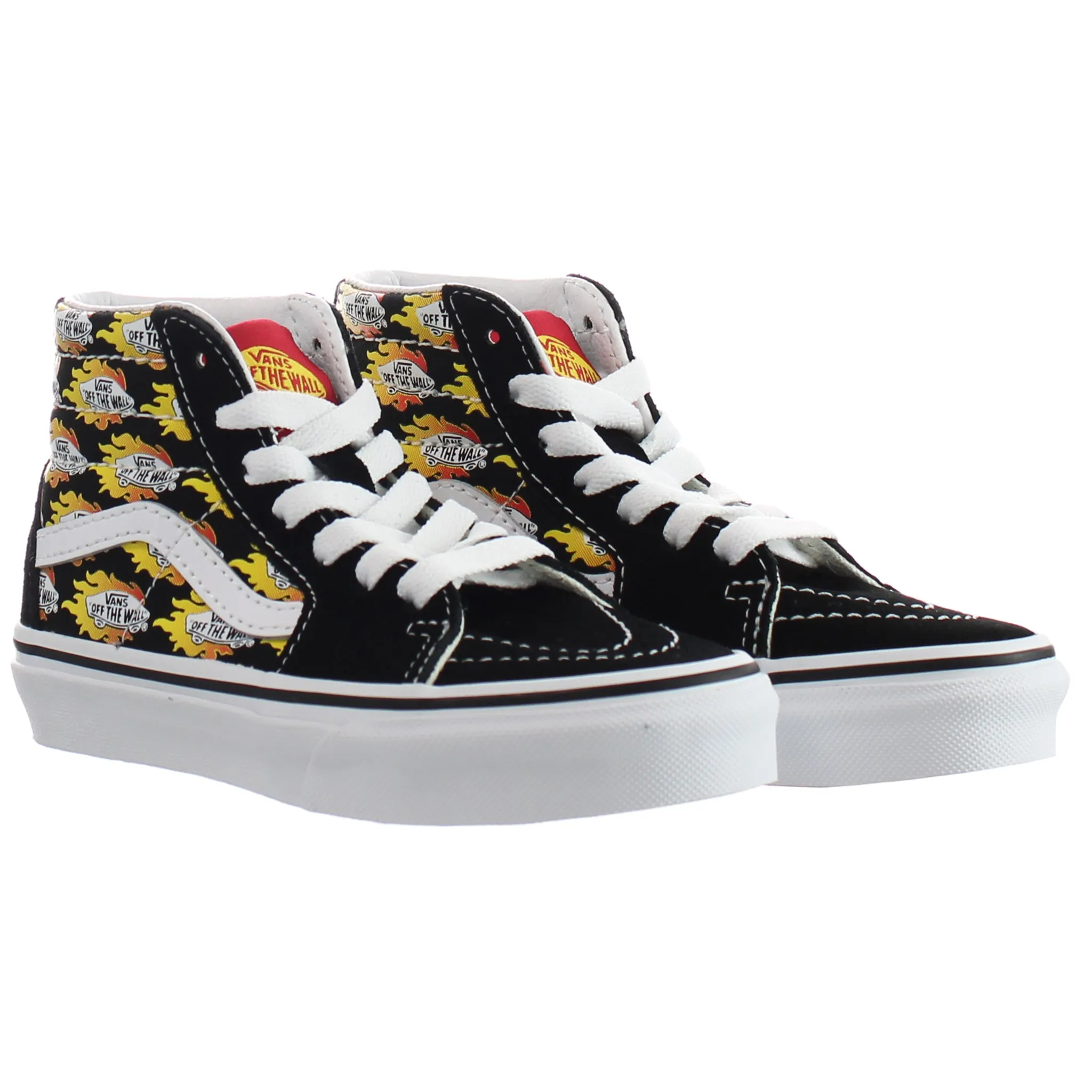 Vans Flame Logo Repeat SK8-Hi Kids Black Plimsolls