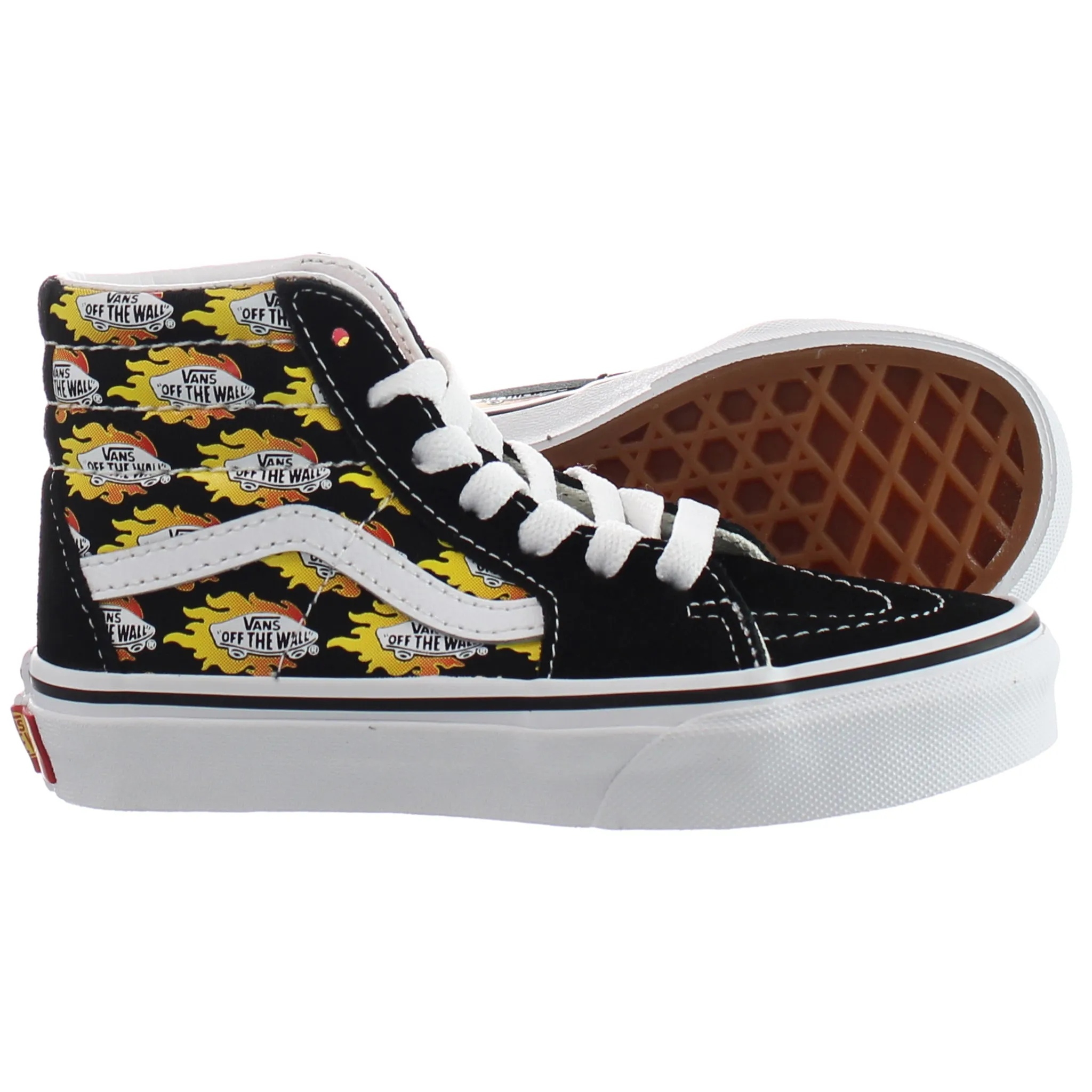 Vans Flame Logo Repeat SK8-Hi Kids Black Plimsolls
