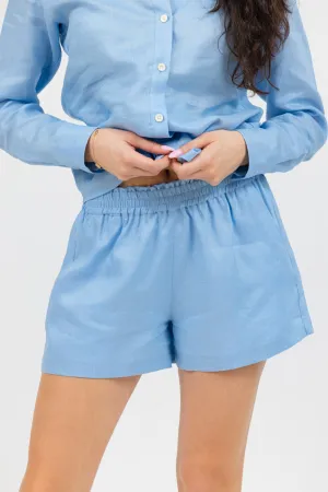 Venice Linen Short - Cool Blue