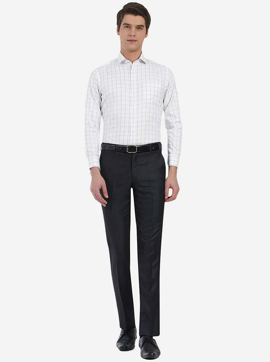White Checked Slim Fit Formal Shirt | Greenfibre