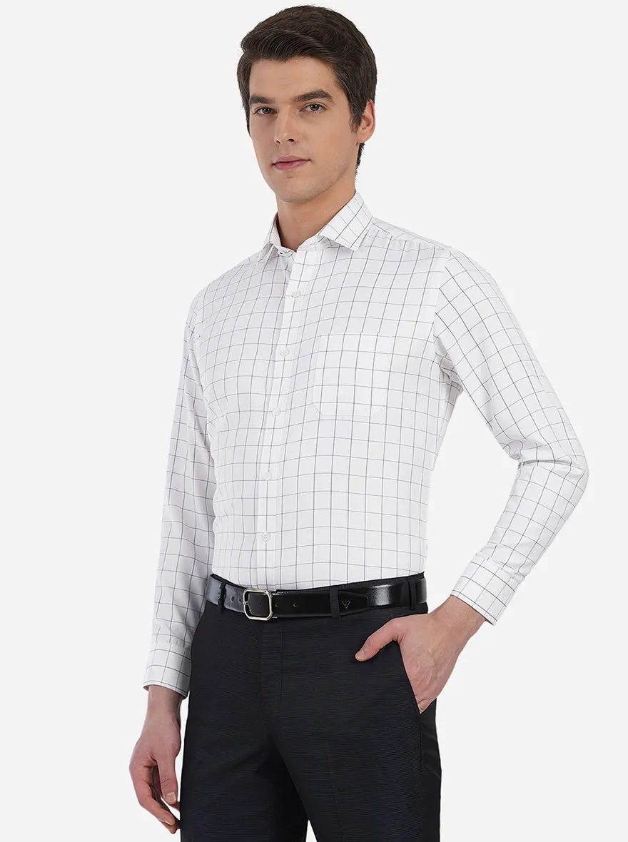 White Checked Slim Fit Formal Shirt | Greenfibre