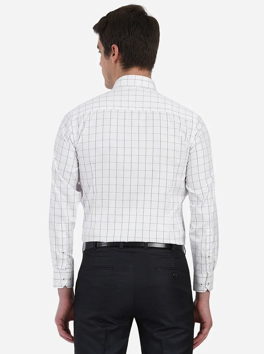 White Checked Slim Fit Formal Shirt | Greenfibre