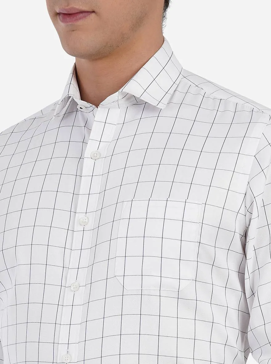 White Checked Slim Fit Formal Shirt | Greenfibre
