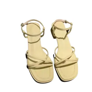 Women Skinny Strap Square Heel Sandals