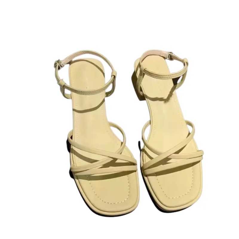 Women Skinny Strap Square Heel Sandals