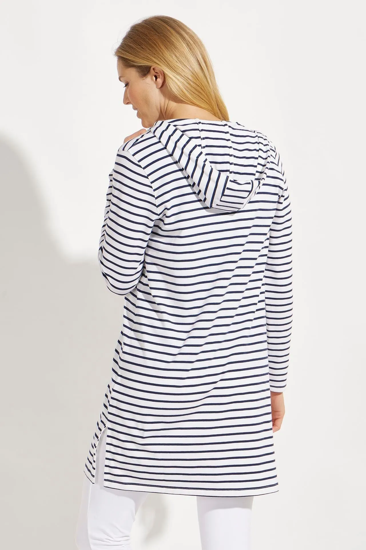 Women's Cabana Hoodie  |  White/Navy Stripe