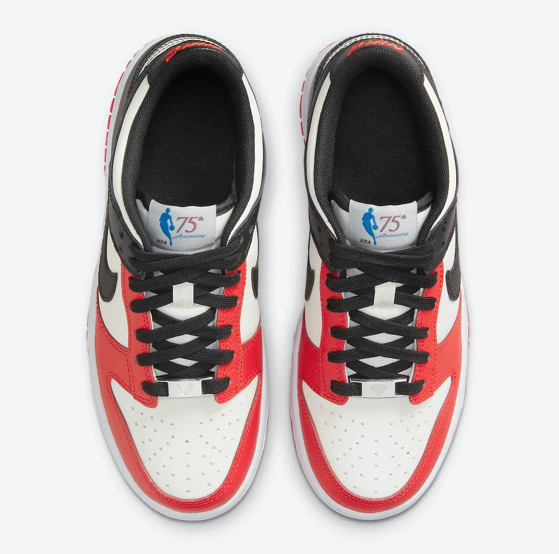 Women's / GS NBA x Nike Dunk Low "Chicago" 75th Anniversary (Black/White/Chile Red)(DO6288-100)