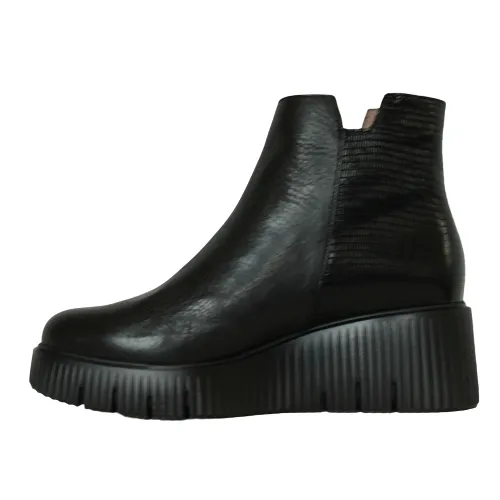 Wonders Wedge Boots - E-6224 - Black